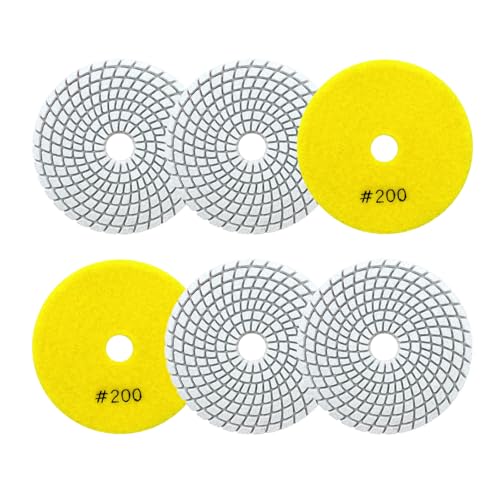 Nass Diamant Polierpad 100mm 6 Stücke Körnung 200 Polierscheiben für Granit Marmor Kunststein Quarz für Winkelschleifer SANLEETEK von SANLEETEK