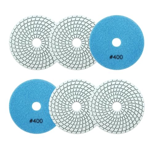 Nass Diamant Polierpad 100mm 6 Stücke Körnung 400 Polierscheiben für Granit Marmor Kunststein Quarz für Winkelschleifer SANLEETEK von SANLEETEK