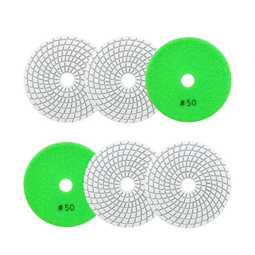 Nass Diamant Polierpad 100mm 6 Stücke Körnung 50 Polierscheiben für Granit Marmor Kunststein Quarz für Winkelschleifer SANLEETEK von SANLEETEK