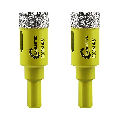 Trocken Diamant Bohrkrone 2 Stücke 20mm Fliesenbohrer mit Dreikant Schaft für Keramik Feinsteinzeug Fliesen Granit Marmor Quarz Steingut SANLEETEK von SANLEETEK