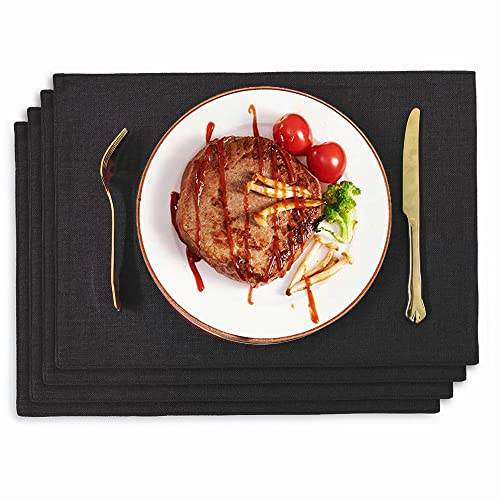 SANLEHAUSE Platzset Grau 4er-Set 30 X 45 cm Leinenoptik Tischset Lotuseffekt Wasserabweisend Praktisch und Schön von SANLEHAUSE