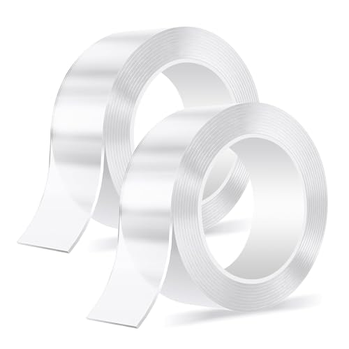 SANLI TAPE Doppelseitiges Klebeband Extra Stark Nano Klebebänder Transparent Ablösbar Klebestreifen Spurloses Wiederverwendbares Klebeband für Teppich, Fotorahmen, Küche (2mm×3cm×3m) von SANLI TAPE