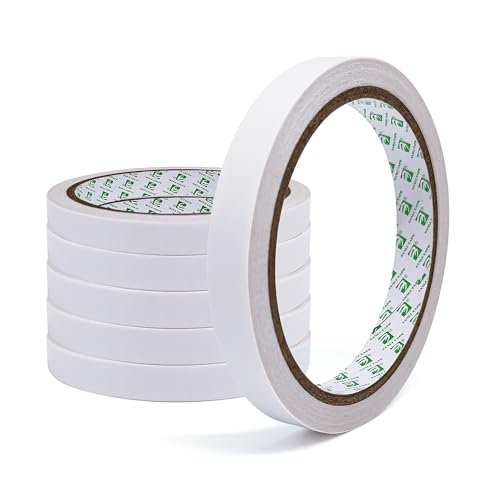 SANLI TAPE Doppelseitiges Klebeband Dünn 6 Rollen Selbstklebendes Klebeband zum Basteln, Nähen, Sammelalbum, Handarbeit, Tapeten, Kartenherstellung, Geschenkverpackung, 12 mm * 10 Meter von SANLI TAPE