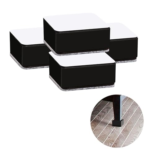 SANLIUBA Möbelerhöhung aus Karbonstahl,Selbstklebender Möbelheber,Sofaheber, 3cm Möbelheber für Stühle, Schränke, Betten, Tische(4 Stück Satz Quadratisch Schwarz) von SANLIUBA