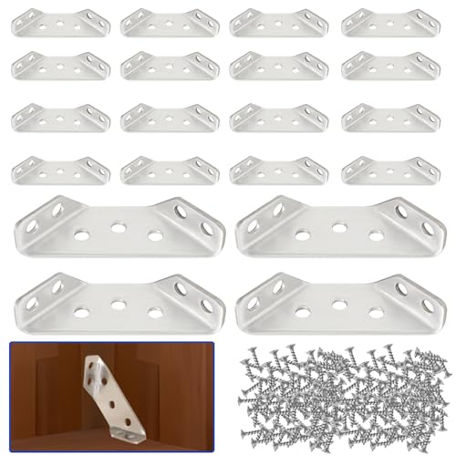 SANLIUSANJIU Edelstahl-Eckwinkel, Dreiecksstütze Edelstahl-Eckstrebe, Universeller öbel-Eckverbinder, 20 Stück Corner Brace Angle Bracket Fastener mit 140 Schrauben für Schrank Tisch Stuhl SANLIUSANJIU Edelstahl-Eckwinkel, Dreiecksstütze Edelstahl-Eckstrebe, Universeller öbel-Eckverbinder, 20 Stück Corner Brace Angle Bracket Fastener mit 140 Schrauben für Schrank Tisch Stuhl von SANLIUSANJIU
