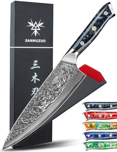 SANMUZUO Kochmesser - 20cm - Xuan Serie - VG10 Damaskus Stahl Küchenmesser - Harzgriff(Sternenschwarz) von SANMUZUO