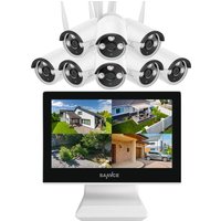 10CH 2K Überwachungskameras SetAussen,10,1'' LCD-Monitor Wireless NVR,8X Kameras Nachtsicht,APP Fernzugriff,4TB - Sannce von SANNCE
