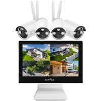 10CH 5MP Überwachungskameras SetAussen,10,1'' LCD-Monitor Wireless NVR,4 ip Kameras Bewegungserkennung Remote app - Sannce von SANNCE