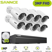 3MP Überwachungskamera Set 8×Kamera Smart ir Nachtsicht Bewegungserkennung Kamera Video Überwachung System 2TB - Sannce von SANNCE