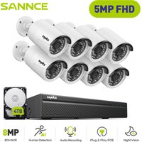 5MP Überwachungskamera Set nvr 8×Kamera ir Nachtsicht Wettewfest Videoüberwachungssets Fernzugriff 4TB - Sannce von SANNCE