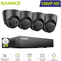 8CH 1080P Überwachungskamera Set Aussen,4x2MP Turret Kameras, Sicherheitskamerasystem mit Nachtsicht Fernzugriff,2TB - Sannce von SANNCE