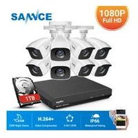 8CH 1080p Sicherheitskamerasystem 5 in 1 cctv dvr Recorder Wasserdichte kabelgebundene Videoüberwachung 8 Kameras – 1 tb Festplatte - Sannce von SANNCE