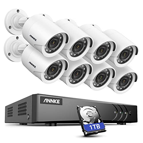 ANNKE 1080p Videoüberwachung Überwachungskamera Set CCTV System TVI 3K Lite DVR Recorder und 8 Außen 1080P Überwachungskamera für innen und außen Bereich mit 1TB HDD, Personen- und Fahrzeugerkennung von SANNCE