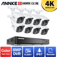 Annke 4K Ultra hd DVR-Überwachungskamerasystem mit 24/7-Farbnachtsicht-CCTV-Überwachung im Innen- und Außenbereich mit zusätzlicher Beleuchtung mit 8 von SANNCE