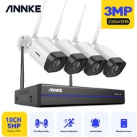 Annke WE400 8CH 3MP Super hd Wireless-Sicherheitskamerasystem mit 4PCS 3MP IP-Kameras Audioaufzeichnungs-Überwachungskit - ohne Festplatte von SANNCE