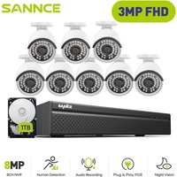 Außenbereich Überwachungskamera Set,8CH nvr mit 3MP 8 ip PoE Sicherheitskamera,Nachtsicht Überwachungskamera,1TB hdd - Sannce von SANNCE