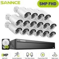 Kabel Überwachungskamera PoE Kit,16CH nvr mit 3MP× 16 Sicherheitskamera Überwachungssystem,IR Nachtsicht, 24/7 Aufzeichnung,1TB hdd - Sannce von SANNCE