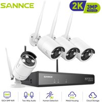 Sannce - Kit de Vidéosurveillance WiFi 5 mp 8 ch + 4 x 3 mp Caméra de Surveillance Extérieure ai Human Detection IP66 étanche - 0TB hdd von SANNCE