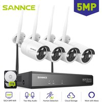 Kit de vidéosurveillance Extérieur Sans fil 5MP nvr 4×Caméras Vision Nocturne Interphone Bidirectionnel cctv Système de caméra de sécurité WiFi ip von SANNCE