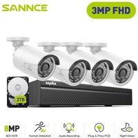 PoE Überwachungskamera Set,8CH nvr mit 3MP 4 ip Kamera,Nachtsicht Sicherheits Videoüberwachungssystem,2TB - Sannce von SANNCE
