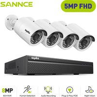 Sannce - PoE Videoüberwachungssets,4K nvr 45MP kamera Eingebautes Mikrofon H265+ SmartIR Nachtsicht IP66 überwachungskamera set - 0TB hdd von SANNCE