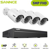 PoE Videoüberwachungssets,4K nvr 45MP kamera Eingebautes Mikrofon H265+ SmartIR Nachtsicht IP66 überwachungskamera set - 0TB hdd - Sannce von SANNCE