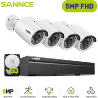 PoE Videoüberwachungssets,4K nvr 45MP kamera SmartIR Eingebautes Mikrofon H265+ Nachtsicht IP66 überwachungskamera set - 2TB hdd - Sannce von SANNCE