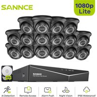 SANNCE 1080P Videoüberwachungsset Kamera 16CH DVR Aussen IR Nachtsicht Kamera Überwachungskamera Set 4TB von SANNCE