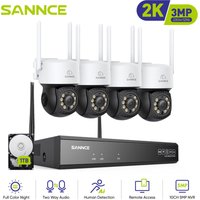 SANNCE 3MP WIFI Überwachungskamera System Sicherheitsschutz Nachtsicht Zwei Wege Sprach CCTV Kamera Videoüberwachungssets - 1TB HDD von SANNCE