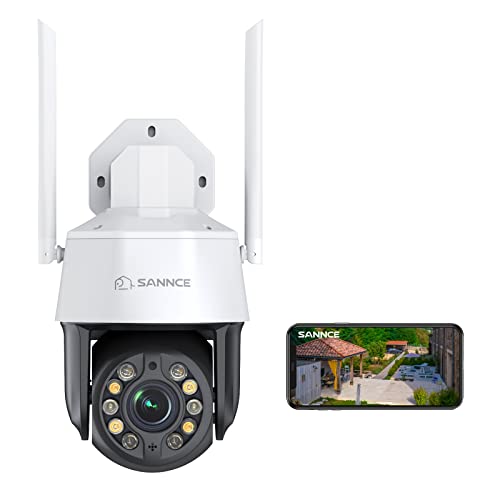 SANNCE PTZ Security IP Camera Outdoor Wireless 5MP Pan 350° Tilt 90° 20x Optical Zoom, Colour Night Vision, 2-Way Audio, Auto Tracking, Works with Alexa, Human Detection, Include 12V/2A Power Adapter von SANNCE