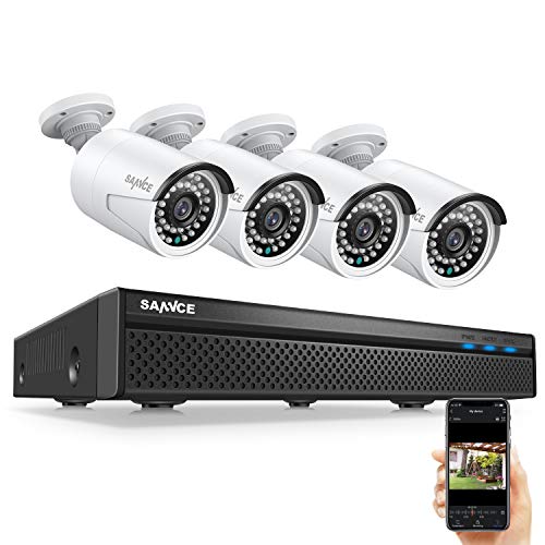 SANNCE 5MP PoE Überwachungskamera Set mit Tonaufnahmen, 8CH NVR mit H.264 + Videokomprimierung, Wasserdicht 4 * 5MP HD Kameras mit intelligenten IR-LEDs,Fernzugriff unterstützt Amazon Alexa von SANNCE
