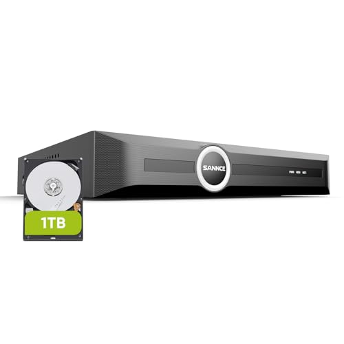 SANNCE 8CH 5MP PoE NVR, 8MP CCTV-Überwachungssystem-Recorder, Videoüberwachung unterstützt 5MP/4MP/1080p HD für IP-Kamera im Innen- und Außenbereich, Personenerkennung, 1 TB Festplatte von SANNCE