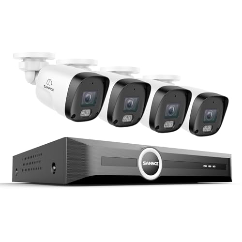 SANNCE POE Überwachungskamera Set 5MP 8CH NVR+4 * 3MP Wasserdicht Kamera mit Smart IR LEDs,Bewegungserkennung,APP Alarm,Nachtsicht bis zu 30 Meter von SANNCE