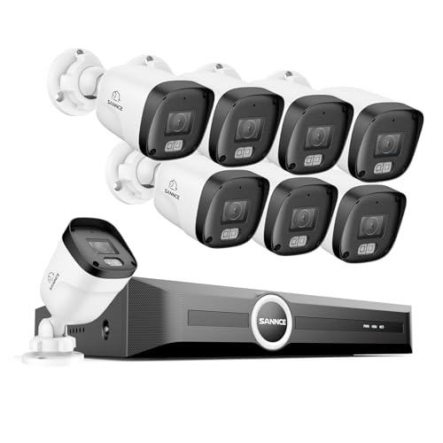 SANNCE POE Überwachungskamera Set 5MP 8CH NVR+8 * 3MP Wasserdicht Kamera mit ohne Festplatte Smart IR LEDs, Bewegungserkennung, APP Alarm, Nachtsicht bis zu 20 Meter von SANNCE