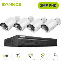 SANNCE PoE Überwachungskamera Set,8CH NVR mit 3MP 4 IP Kamera,Nachtsicht Sicherheits Videoüberwachungssystem von SANNCE