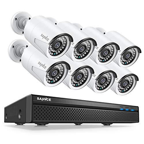 SANNCE PoE Überwachungskamera Set 1080P Überwachungskamera System 8CH NVR Recorder 8x 2MP PoE IP Kamera Aussen 24/7 Aufnahme mit Audio,IR Nachtsicht von SANNCE