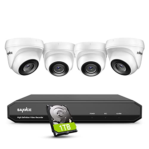 SANNCE Überwachungskamera Aussen Set 8CH 5MP DVR Recorder Videoüberwachung mit 1TB Festplatte und 4X 2MP Analog Outdoor Kamera, Bewegungserkennung für 24/7 Überwachung, 20M IR Nachtsicht von SANNCE