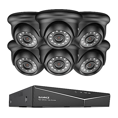 SANNCE Überwachungskamera Set 8CH 1080N AHD DVR Recorder mit 4 Außen 720P Dome Überwachungskameras System IP66 wetterfest Nachtsicht bis zu 30 Meter(no HDD) von SANNCE