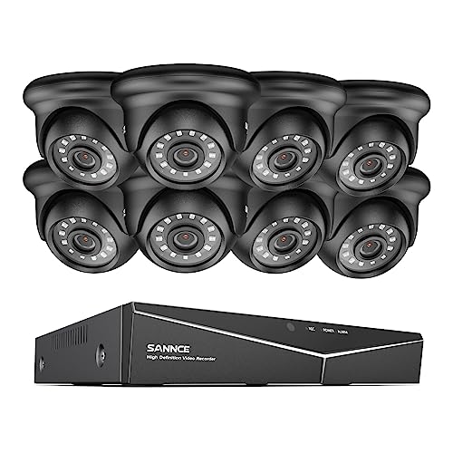 SANNCE Überwachungskamera Set 8CH 5MP Lite DVR Recorder und 8X 1080P Wetterfest Analoge Dome Kamera außen Videoüberwachung System, 20M IR Nachtsicht, Bewegung Alarm, Fernzugriff(Ohne Festplatte) von SANNCE