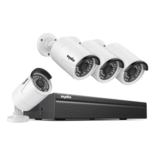 SANNCE Überwachungskamera Set 8CH 5MP POE Kamera Set, NVR Recorder Videoüberwachung 4X5MP Aussen Kamera mit APP-Push, IP66 Wasserdicht, Personenerkennung von SANNCE