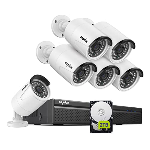 SANNCE Überwachungskamera Set PoE Kamera Set 4K 8CH NVR Videoüberwachung mit 2TB Festplatte und 6 * 3MP Aussen Kamera IP66 Wasserdicht, Personenerkennung, unterstützt Amazon Alexa von SANNCE