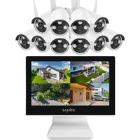 10CH 2K Überwachungskameras SetAussen,10,1'' LCD-Monitor Wireless NVR,10X Kameras Nachtsicht,APP Fernzugriff - Sannce von SANNCE