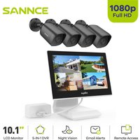 4CH Videoüberwachungssets 10,1'LCD Monitor 1080P 4 Kameras Außen/Innen Nachtsicht Fernüberwachung Sicherheits System - Sannce von SANNCE