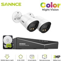 Sannce - 8CH Videoüberwachungssets dvr 1080P hd Voll Farbe Nachtsicht 2 Bullet Kamera Fernüberwachung Sicherheit Überwachung System - 2TB hdd von SANNCE