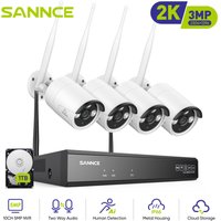 Sannce - Kit de Vidéosurveillance WiFi 5 mp 8 ch + 4 x 3 mp Caméra de Surveillance Extérieure ai Human Detection IP66 étanche - 1TB hdd von SANNCE