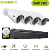 Sannce - PoE Videoüberwachungssets,4K nvr 45MP kamera SmartIR IP66 H265+ Eingebautes Mikrofon SmartIR Nachtsicht überwachungskamera set - 4TB hdd von SANNCE