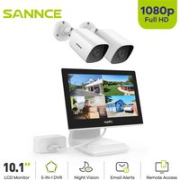 Videoüberwachungssets 4CH 10,1''LCD Monitor 1080P 2 Kameras Außen /Innen ir Nachtsicht Fernüberwachungs Kamera Sicherheits System - Sannce von SANNCE