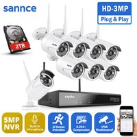 Sannce - WiFi 8 × Caméras 8CH Kit de vidéosurveillance nvr 3MP Caméra ip Wifi IP66 étanche Smart ai Détection Humaine Système de Surveillance von SANNCE