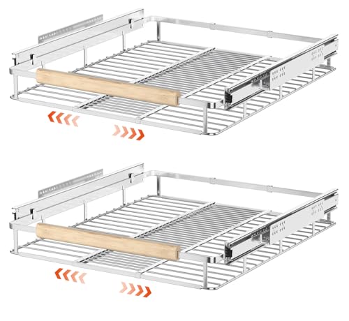 SANNO Ausziehbarer Schubladen-Organizer und Aufbewahrung, Schrank, Töpfe, Pfannen, Organizer, Schieberegal unter dem Waschbecken, Speisekammer, Schrank (2 Stück) von SANNO