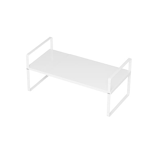 SANNO Erweiterbar Küchenregal, Faltbares Küchenschrank Regal Küchen Gewürzregal Organizer für Geschirr und Vorräte Stapelbarer Küchenablage Organizer für mehr Abstellfläche 10.24" W - Weiß von SANNO